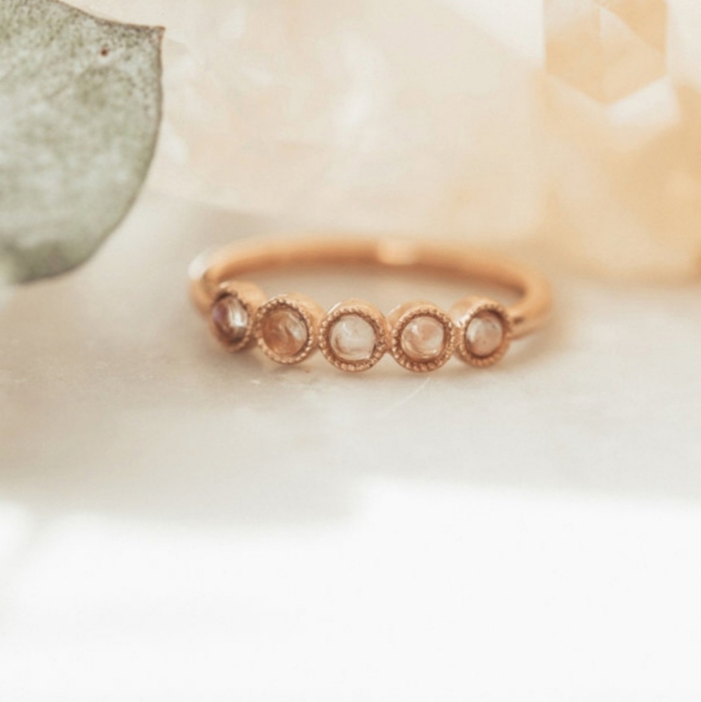 Sarah O. Moonstone Milgrain Bezel Band - size 4